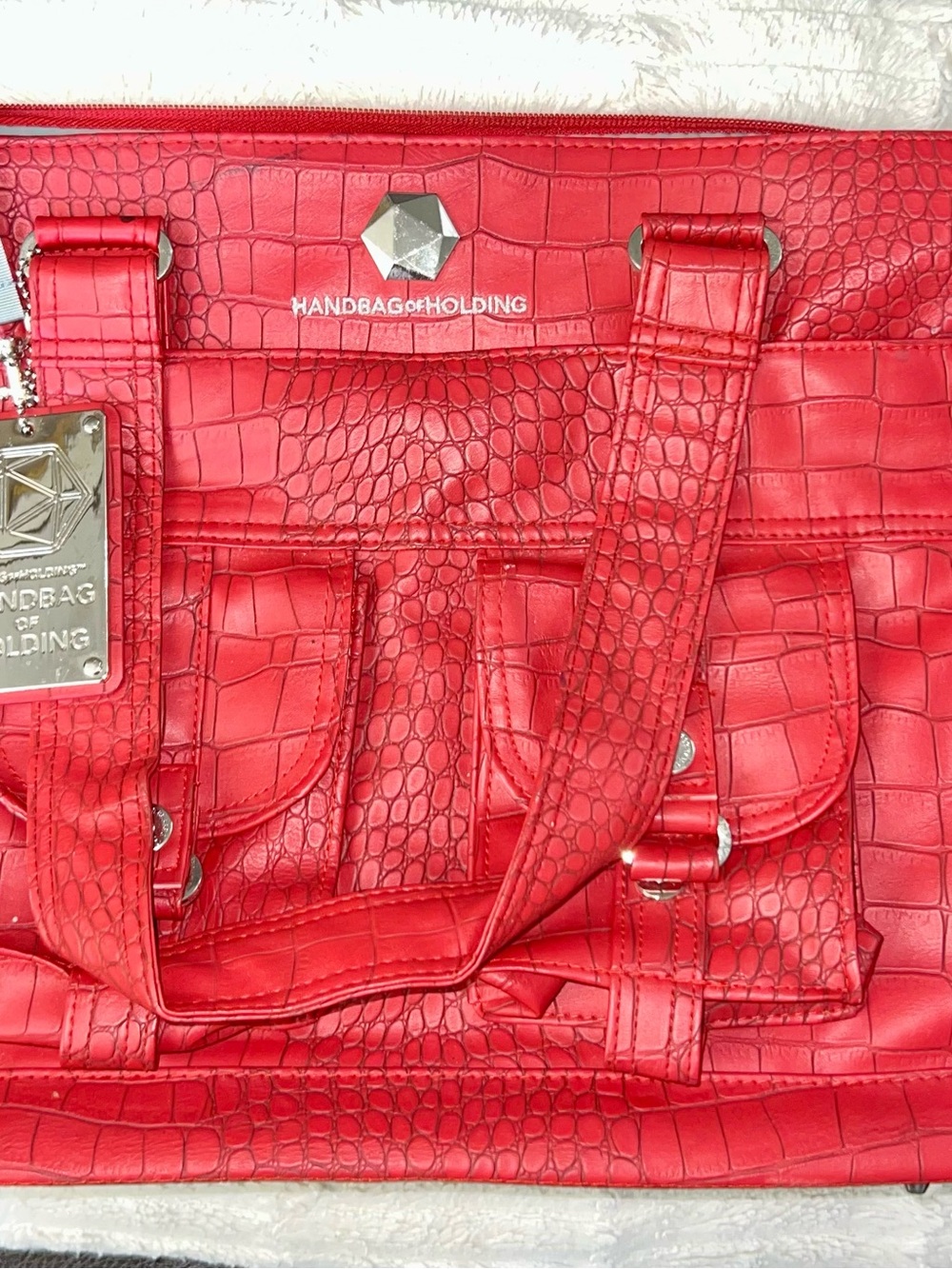 ThinkGeek Red Crocodile handbag of holding Women's Zip Top Inner Pockets Charm